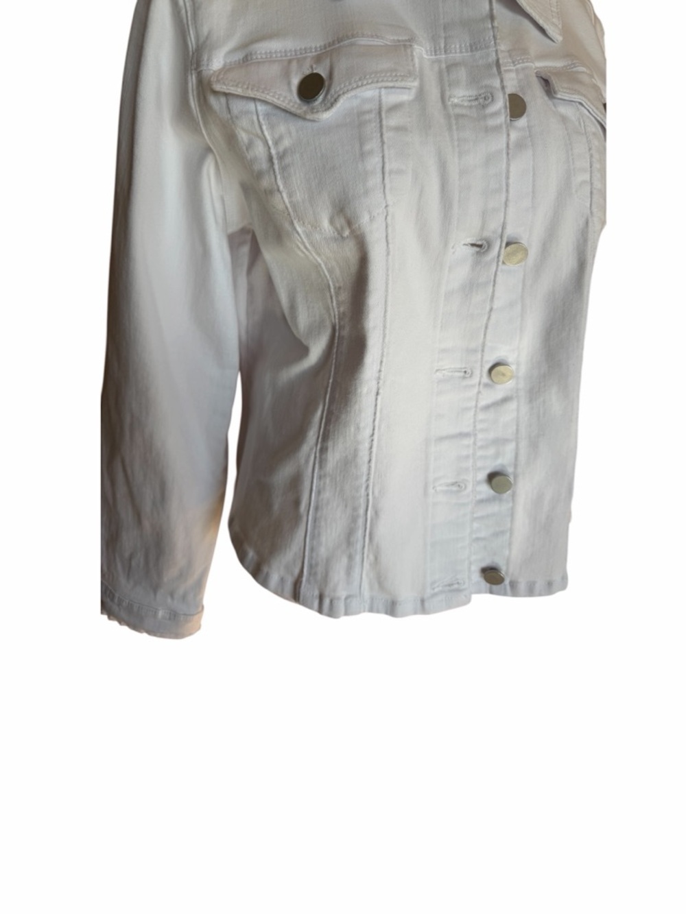 Reba-Dillards Large Classic White Denim Jacket - Women's Lightweight Jean Jacket - Picture 4 of 16